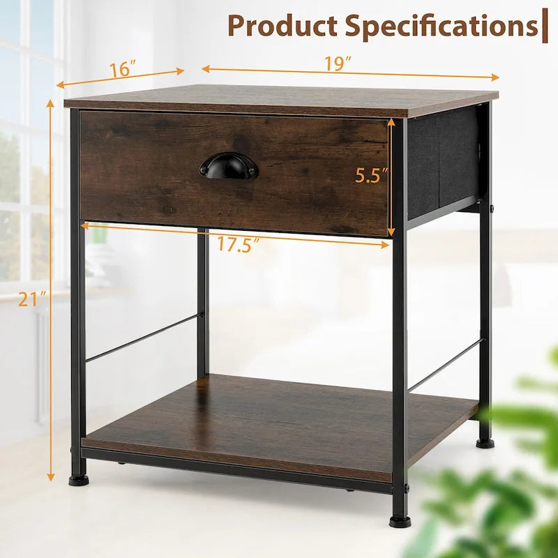 Gymax Table de Chevet 2 Étages Table d'Appoint Canapé-Lit Table Basse pour Chambre