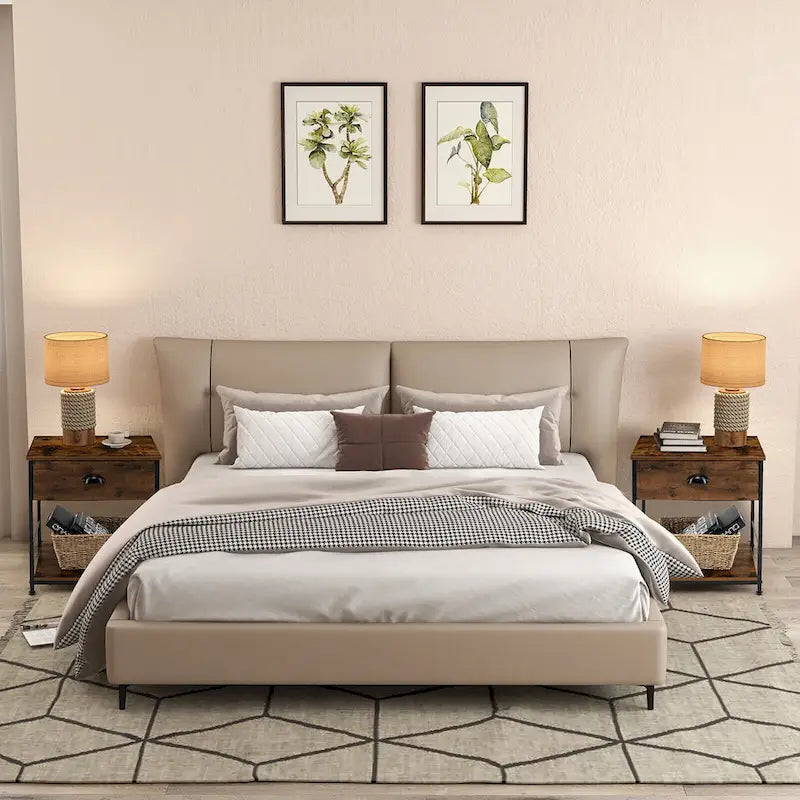 Gymax Table de Chevet 2 Étages Table d'Appoint Canapé-Lit Table Basse pour Chambre