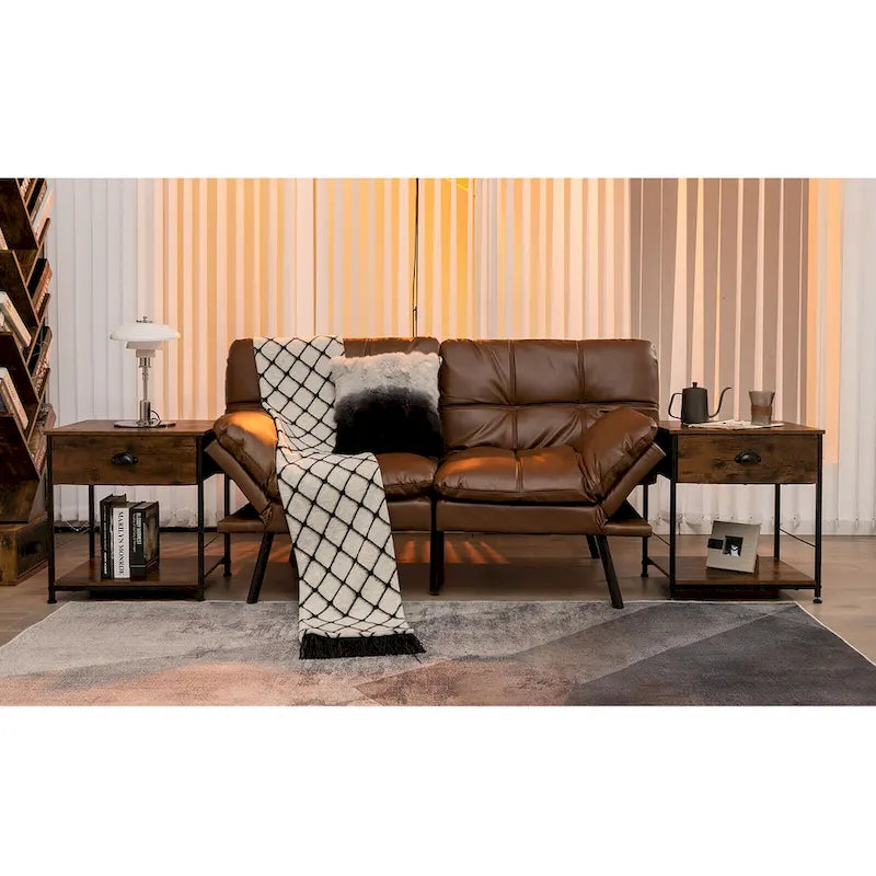 Gymax Table de Chevet 2 Étages Table d'Appoint Canapé-Lit Table Basse pour Chambre