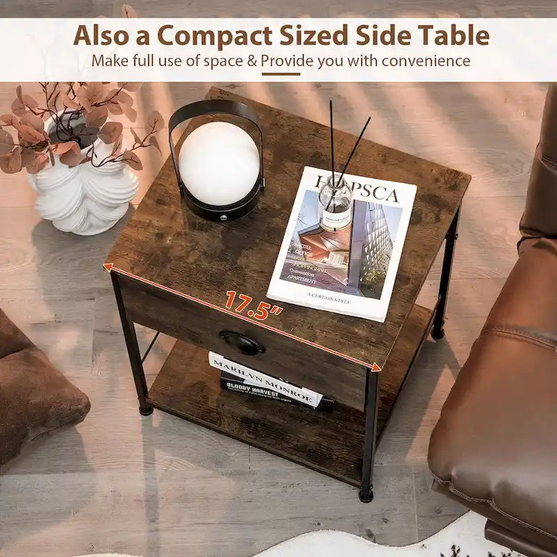 Gymax Table de Chevet 2 Étages Table d'Appoint Canapé-Lit Table Basse pour Chambre