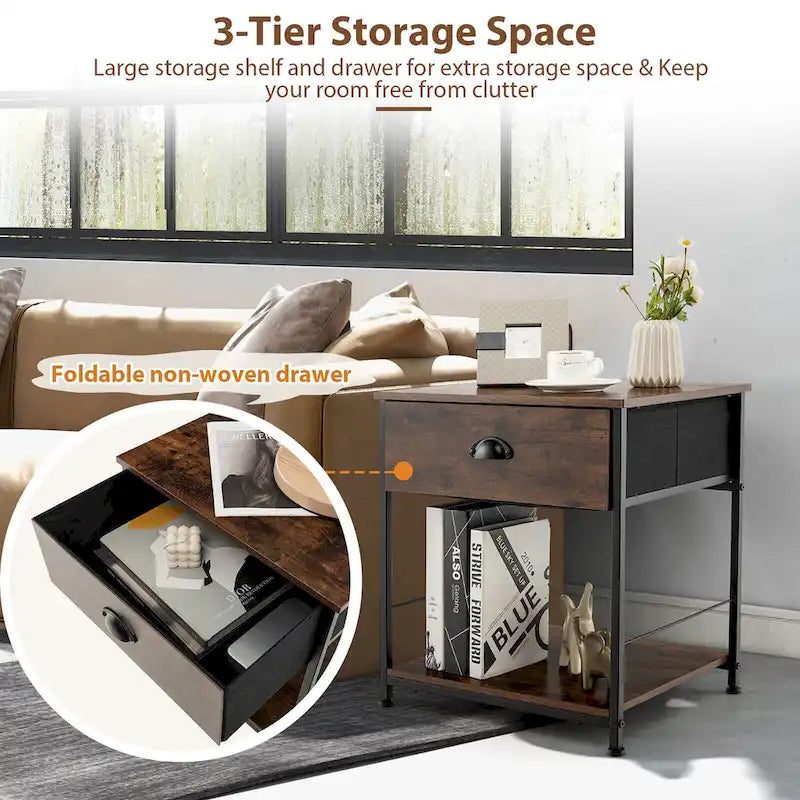 Gymax Table de Chevet 2 Étages Table d'Appoint Canapé-Lit Table Basse pour Chambre