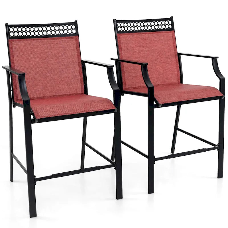 Costway Lot de 2 tabourets de bar d'extérieur en métal avec repose-pieds et accoudoirs – Voir détails