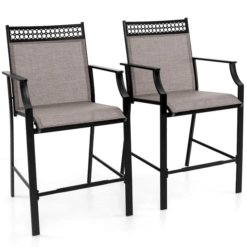 Costway Lot de 2 tabourets de bar d'extérieur en métal avec repose-pieds et accoudoirs – Voir détails