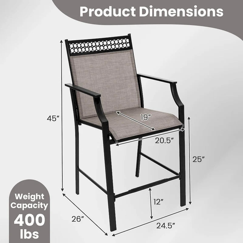 Costway Lot de 2 tabourets de bar d'extérieur en métal avec repose-pieds et accoudoirs – Voir détails