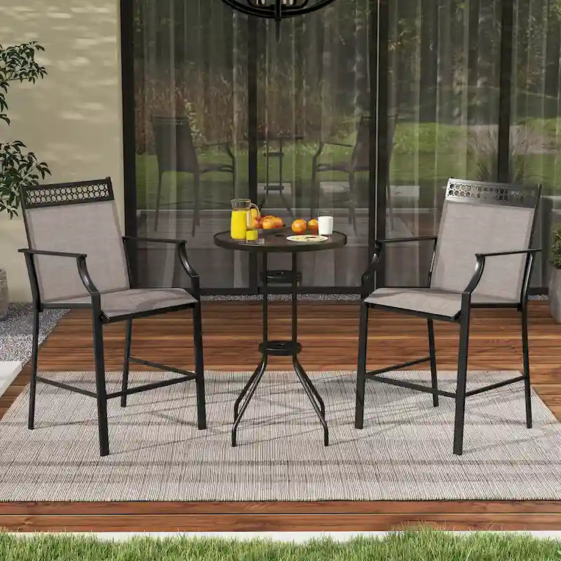 Costway Lot de 2 tabourets de bar d'extérieur en métal avec repose-pieds et accoudoirs – Voir détails