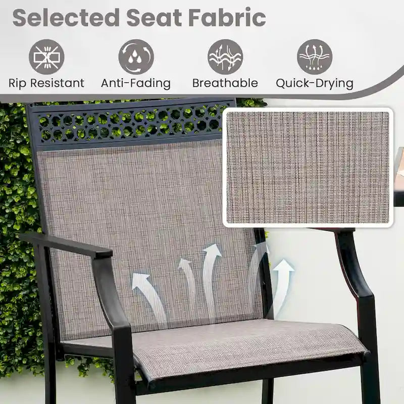 Costway Lot de 2 tabourets de bar d'extérieur en métal avec repose-pieds et accoudoirs – Voir détails
