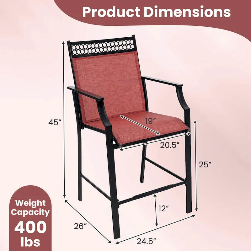 Costway Lot de 2 tabourets de bar d'extérieur en métal avec repose-pieds et accoudoirs – Voir détails