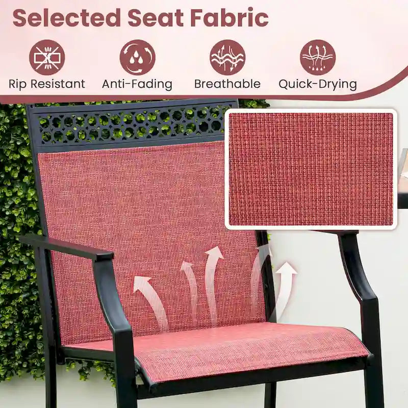 Costway Lot de 2 tabourets de bar d'extérieur en métal avec repose-pieds et accoudoirs – Voir détails