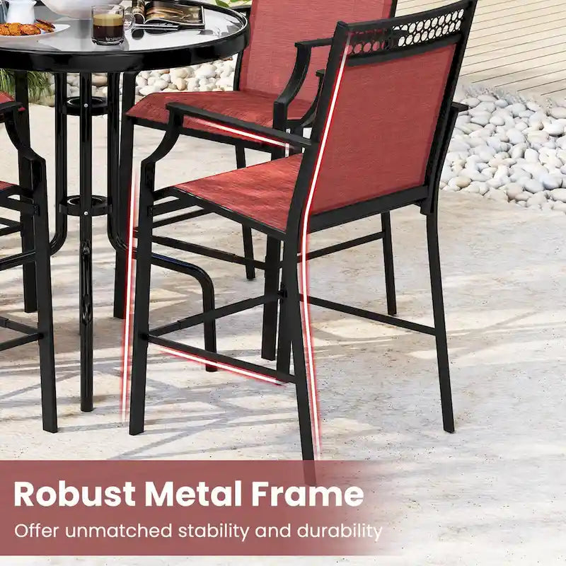 Costway Lot de 2 tabourets de bar d'extérieur en métal avec repose-pieds et accoudoirs – Voir détails