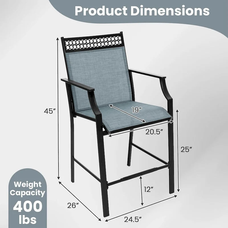 Costway Lot de 2 tabourets de bar d'extérieur en métal avec repose-pieds et accoudoirs – Voir détails