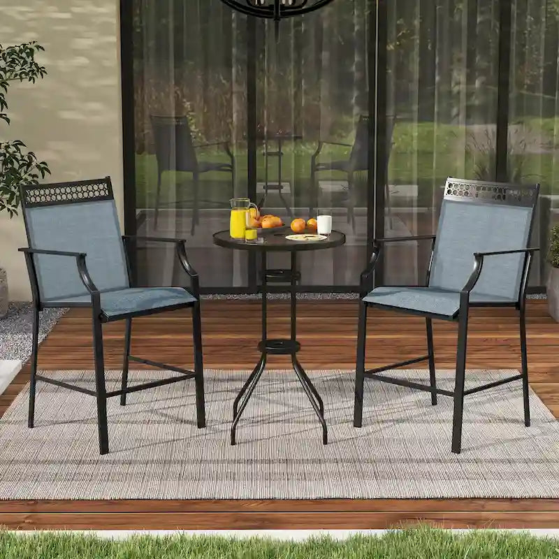 Costway Lot de 2 tabourets de bar d'extérieur en métal avec repose-pieds et accoudoirs – Voir détails