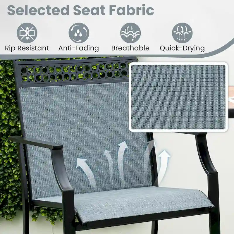 Costway Lot de 2 tabourets de bar d'extérieur en métal avec repose-pieds et accoudoirs – Voir détails