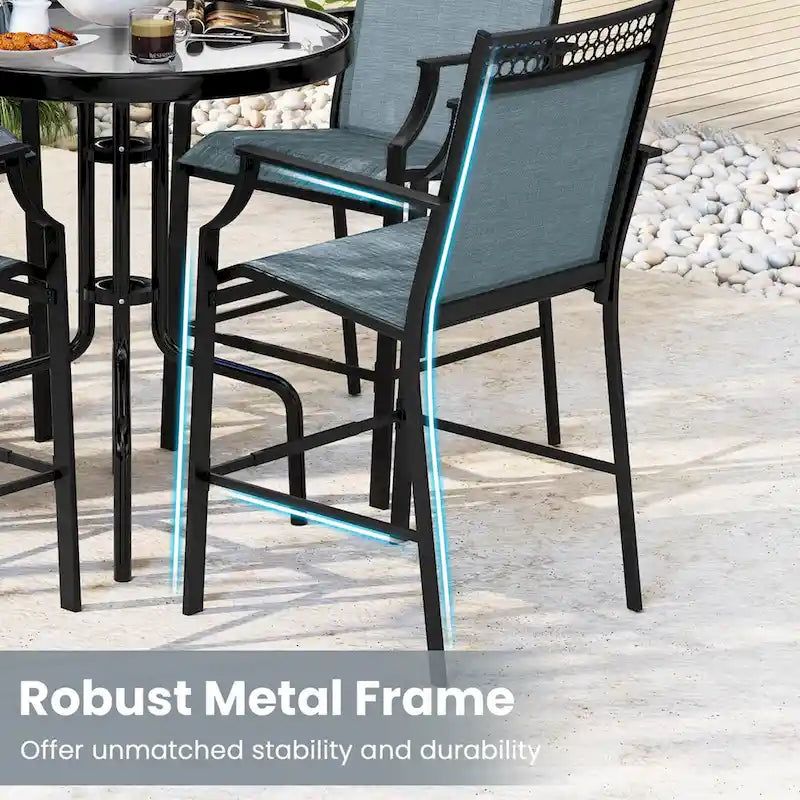 Costway Lot de 2 tabourets de bar d'extérieur en métal avec repose-pieds et accoudoirs – Voir détails