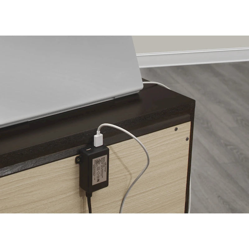 Table de chevet en bois de transition, rangement de chevet avec ports USB, table d'appoint de salon avec tiroirs, table de canapé