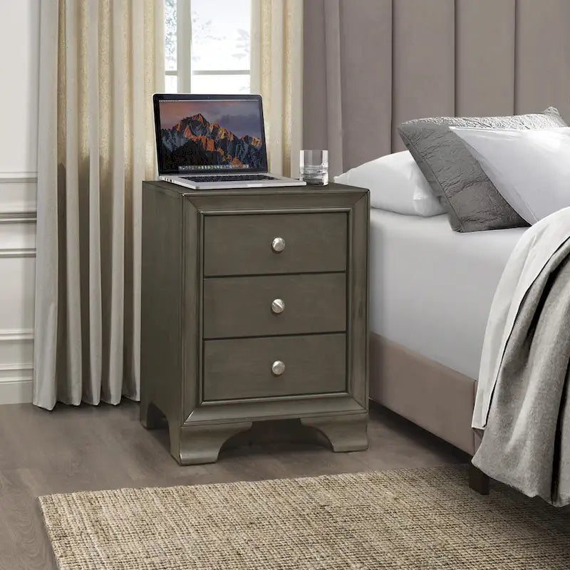 Table de chevet en bois de transition, rangement de chevet avec ports USB, table d'appoint de salon avec tiroirs, table de canapé