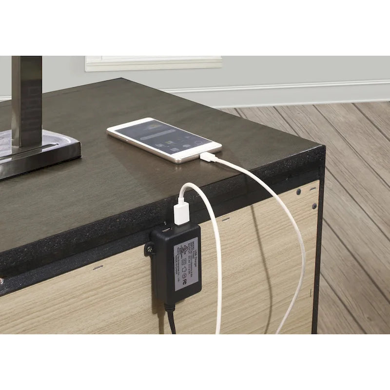 Table de chevet en bois de transition, rangement de chevet avec ports USB, table d'appoint de salon avec tiroirs, table de canapé