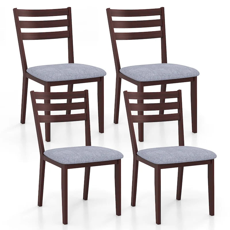 Gymax Lot de 4 Chaises de Salle à Manger Rembourrées sans Accoudoirs avec Assise Capitonnée et Dossier Évidé