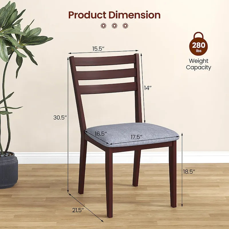 Gymax Lot de 4 Chaises de Salle à Manger Rembourrées sans Accoudoirs avec Assise Capitonnée et Dossier Évidé