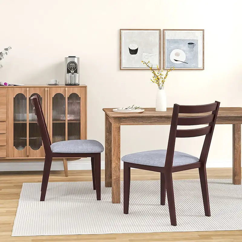 Gymax Lot de 4 Chaises de Salle à Manger Rembourrées sans Accoudoirs avec Assise Capitonnée et Dossier Évidé