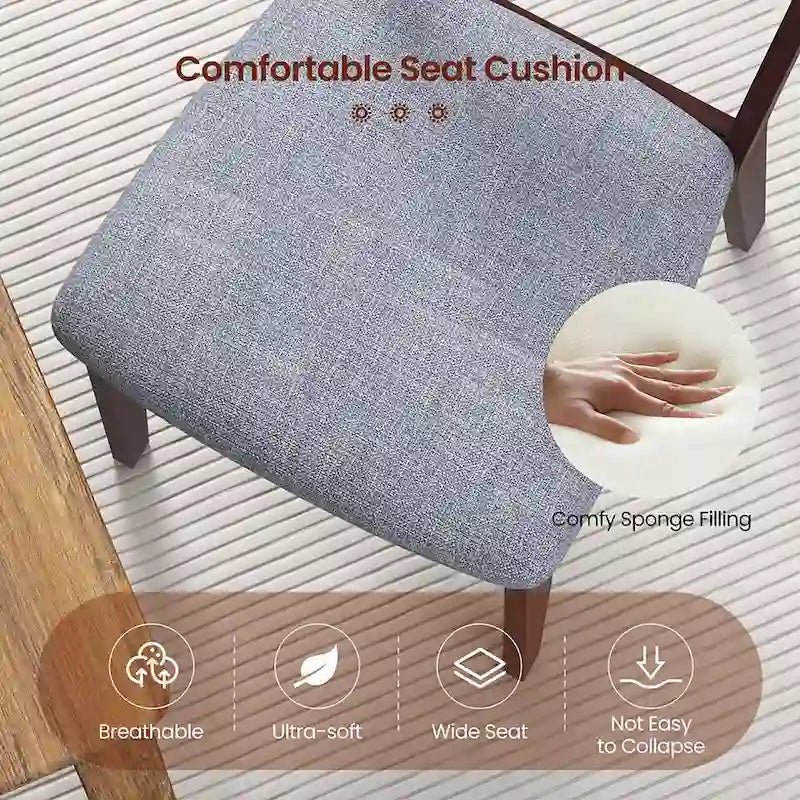 Gymax Lot de 4 Chaises de Salle à Manger Rembourrées sans Accoudoirs avec Assise Capitonnée et Dossier Évidé