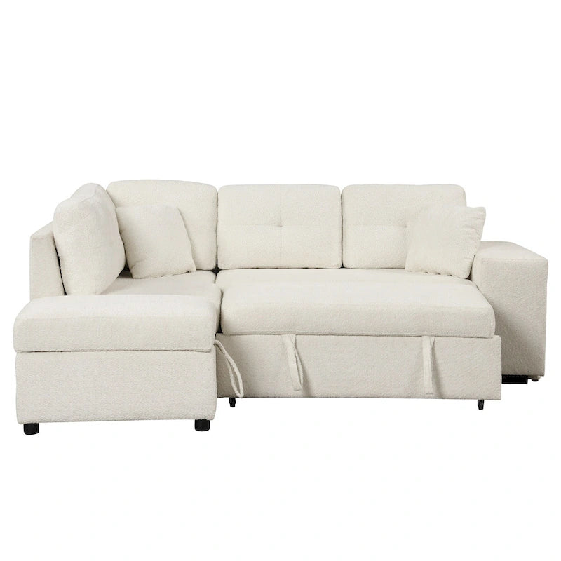 Canapé d'angle convertible Roomfitters avec pouf de rangement, deux coussins décoratifs, deux tabourets, chargeur sans fil