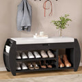 Banc de rangement pour chaussures avec coussin et côté incurvé