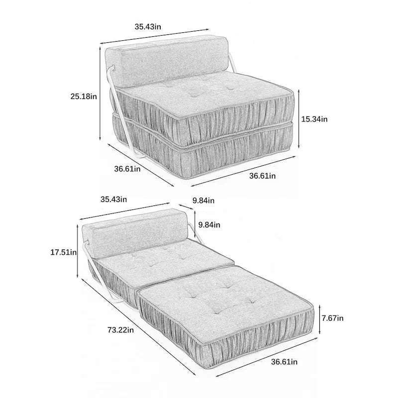 Canapé-lit convertible, fauteuil-lit moderne en chenille