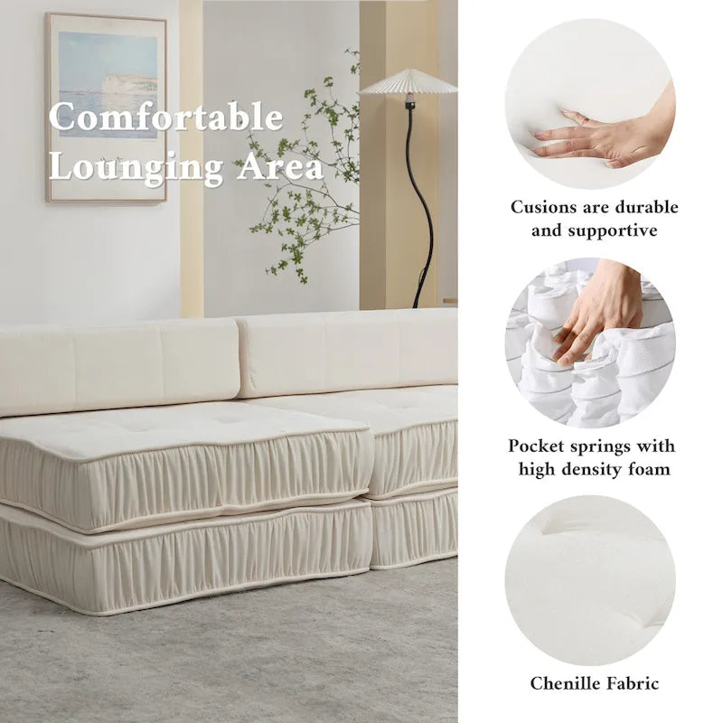 Canapé-lit convertible, fauteuil-lit moderne en chenille