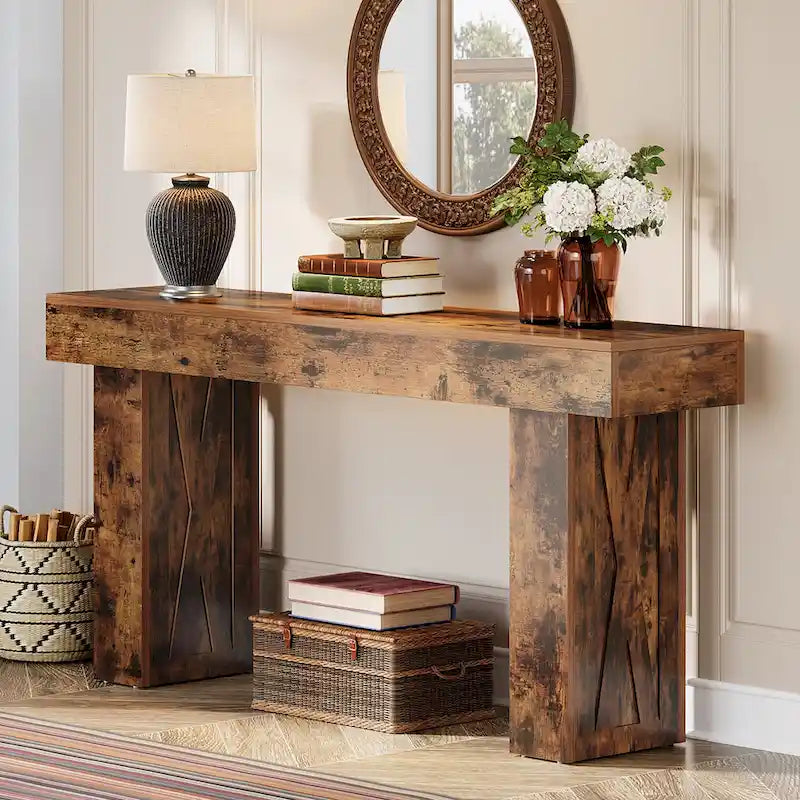 Console rustique de 160 cm de long pour canapé