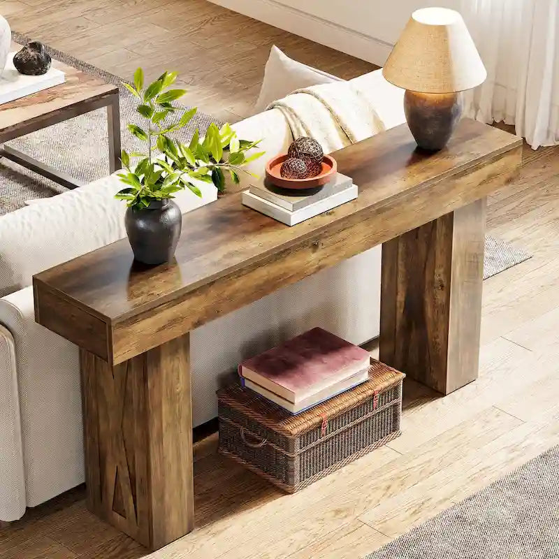 Console rustique de 160 cm de long pour canapé
