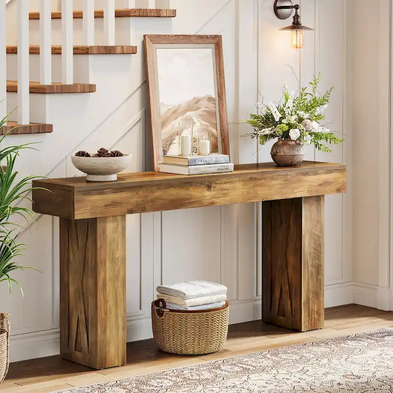 Console rustique de 160 cm de long pour canapé