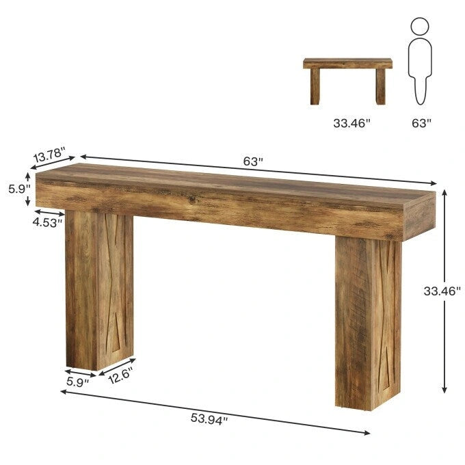 Console rustique de 160 cm de long pour canapé