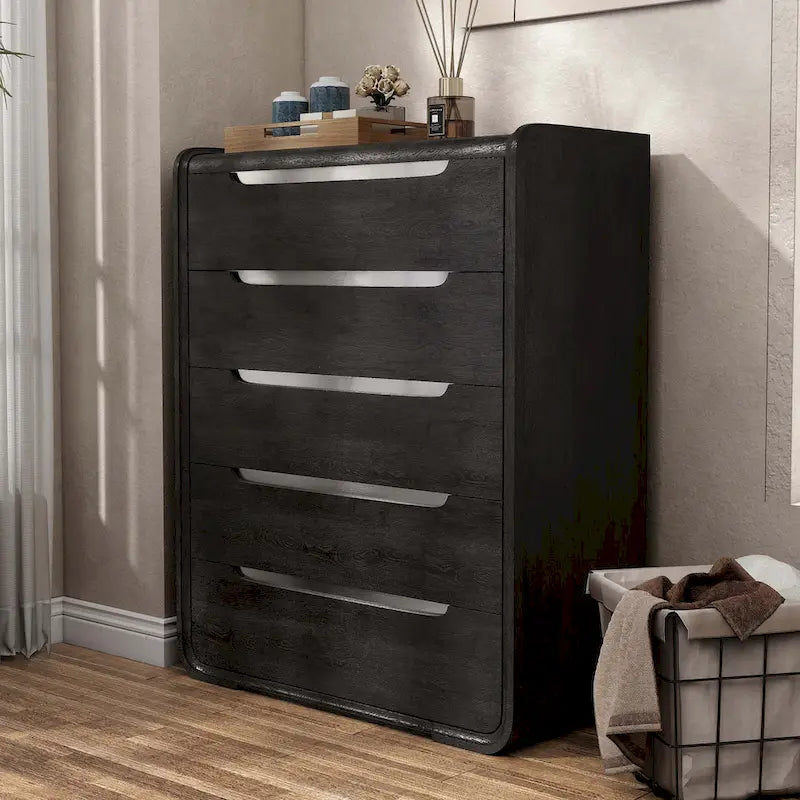 Furniture of America Addeso Commode moderne à 5 tiroirs en bois massif