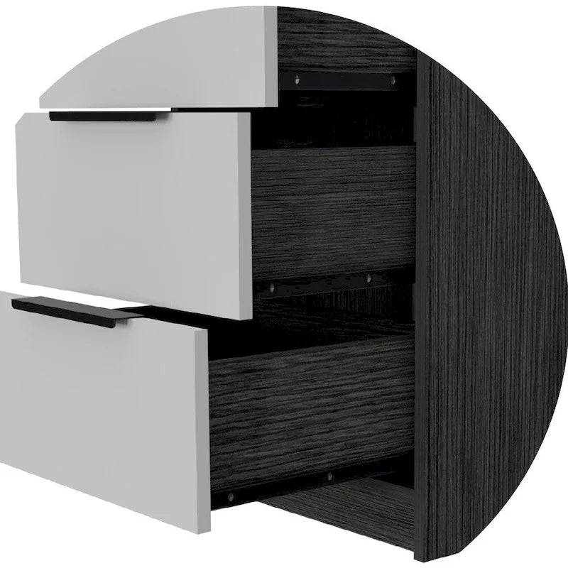 Commode moderne en bois à 5 tiroirs avec glissières et poignées métalliques