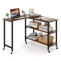 Gymax Table d'appoint de canapé pivotante à 360°, support mobile pour ordinateur portable en forme de L - Voir les détails