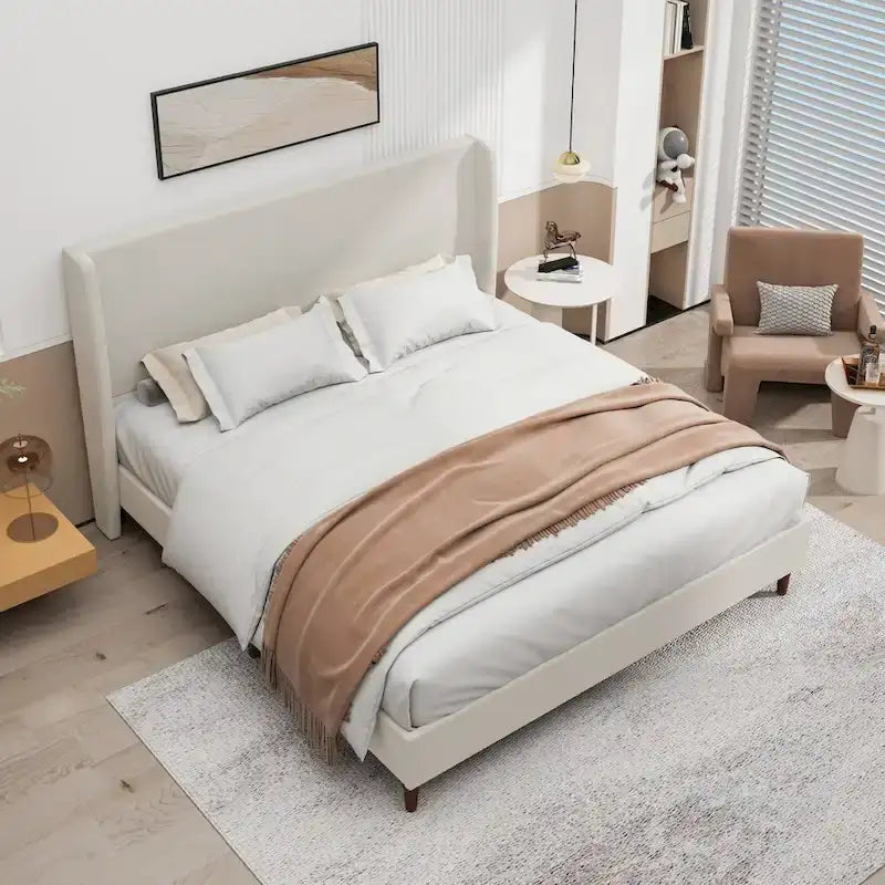 Cadre de lit King size rembourré luxueux avec un soutien exceptionnel