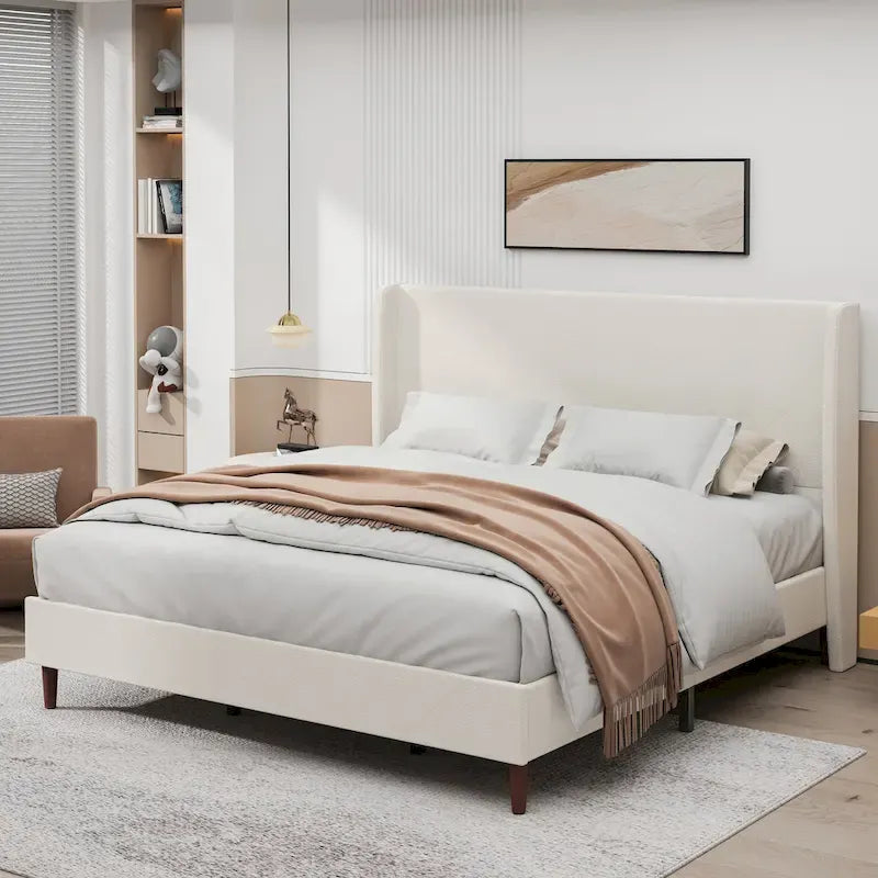 Cadre de lit King size rembourré luxueux avec un soutien exceptionnel