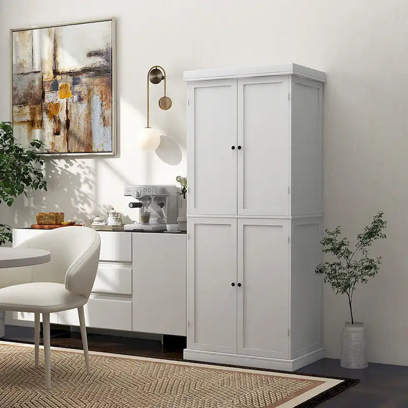 Gymax 72,5 Cellier de cuisine avec 4 portes et 6 étagères autoportantes
