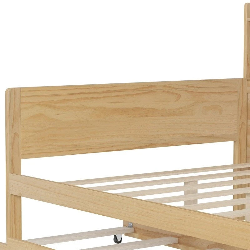 Lit de jour multifonctionnel double/grand format avec étagères de rangement et bureau, cadre de lit plateforme en bois avec lit gigogne double