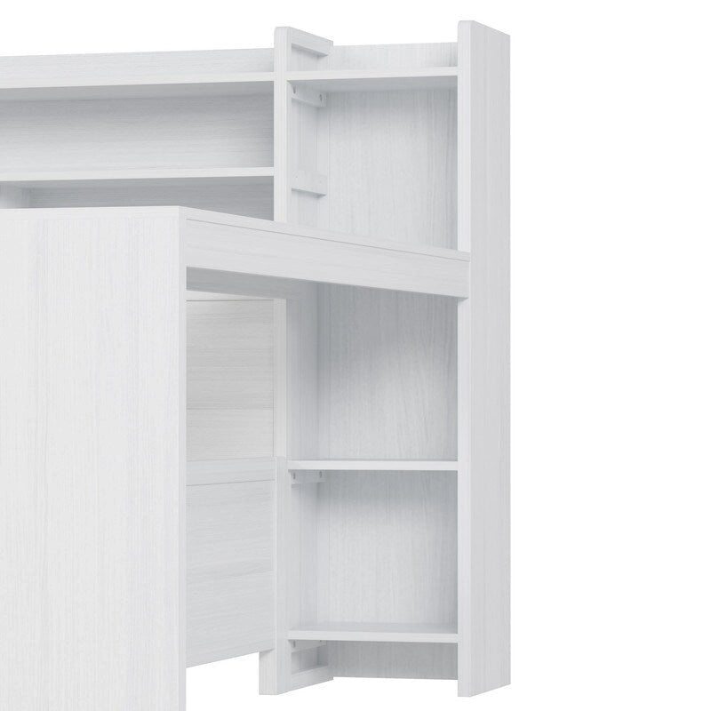 Lit de jour multifonctionnel double/grand format avec étagères de rangement et bureau, cadre de lit plateforme en bois avec lit gigogne double
