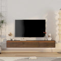 Meuble TV flottant moderne en bois avec 3 armoires de rangement et lumières LED pour salon, chambre et cinéma maison