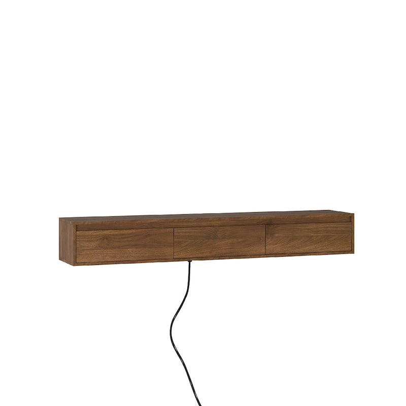 Meuble TV flottant moderne en bois avec 3 armoires de rangement et lumières LED pour salon, chambre et cinéma maison
