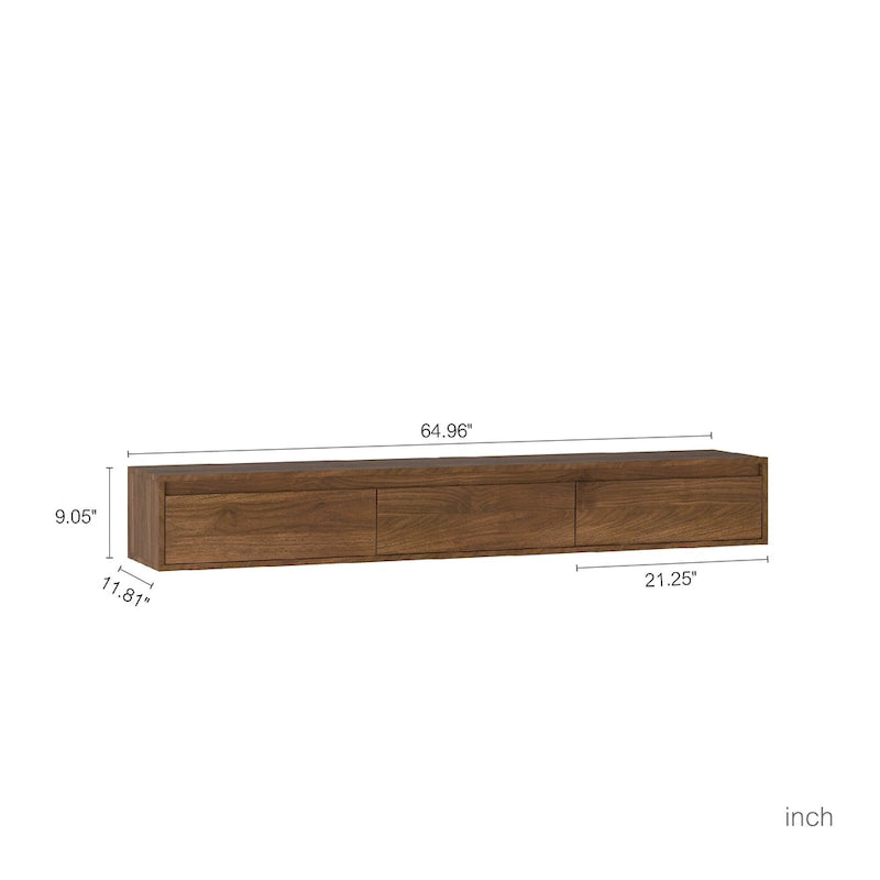 Meuble TV flottant moderne en bois avec 3 armoires de rangement et lumières LED pour salon, chambre et cinéma maison