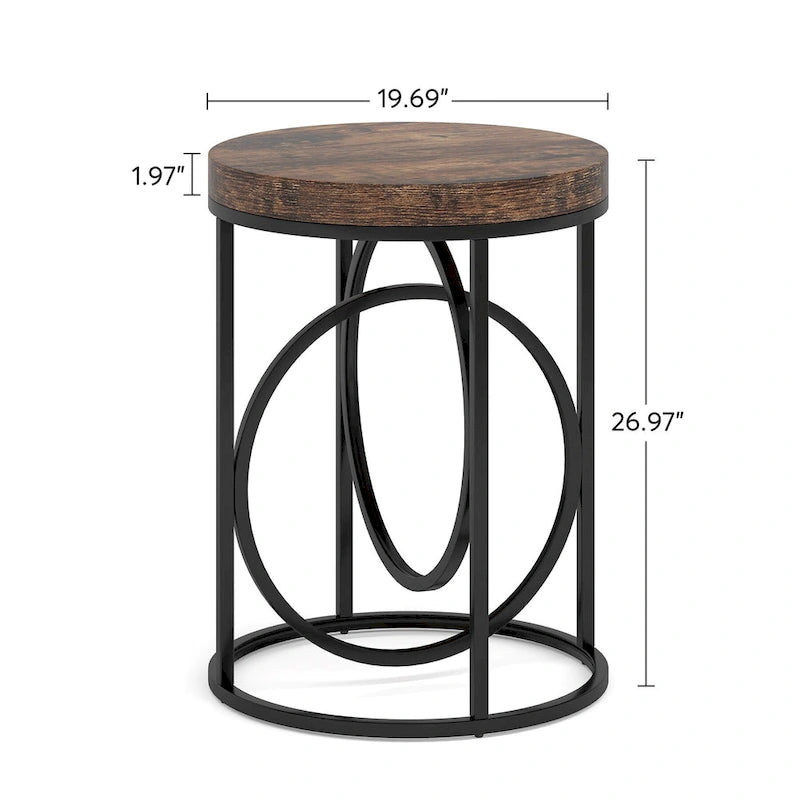 Table d'appoint ronde moderne pour salon, table de chevet haute et étroite pour chambre à coucher