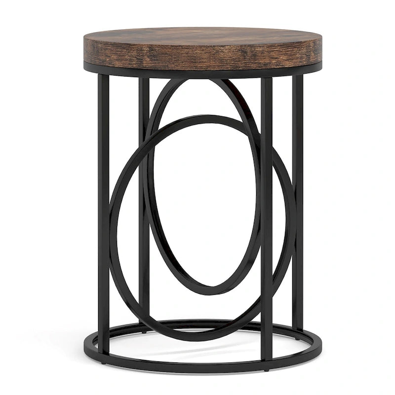 Table d'appoint ronde moderne pour salon, table de chevet haute et étroite pour chambre à coucher
