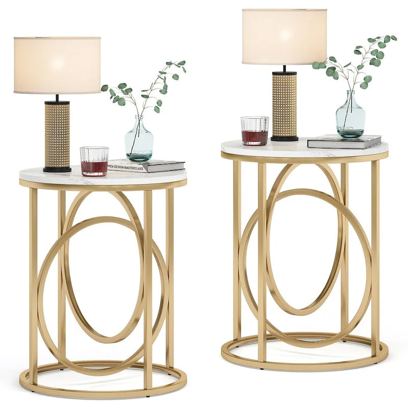 Table d'appoint ronde moderne pour salon, table de chevet haute et étroite pour chambre à coucher