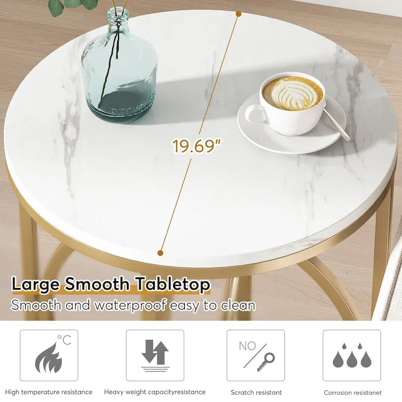 Table d'appoint ronde moderne pour salon, table de chevet haute et étroite pour chambre à coucher