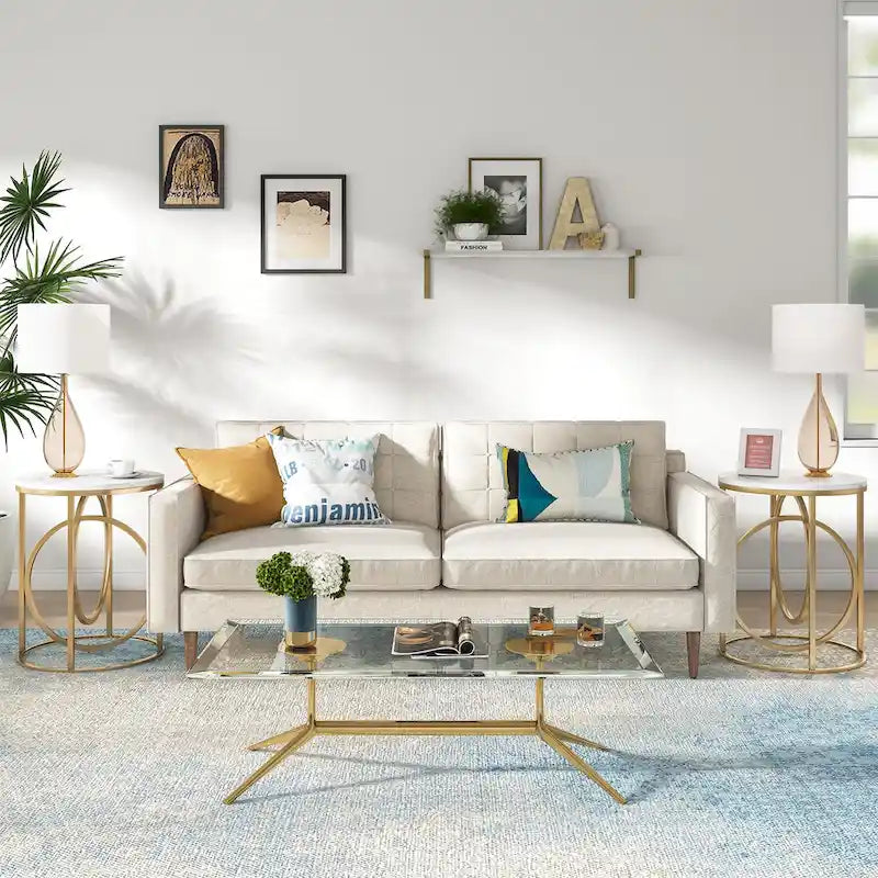 Table d'appoint ronde moderne pour salon, table de chevet haute et étroite pour chambre à coucher