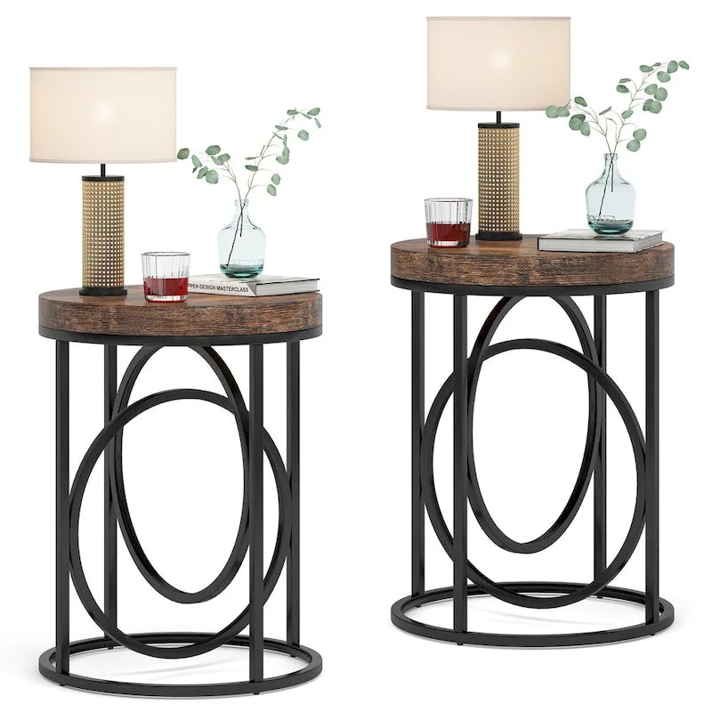 Table d'appoint ronde moderne pour salon, table de chevet haute et étroite pour chambre à coucher