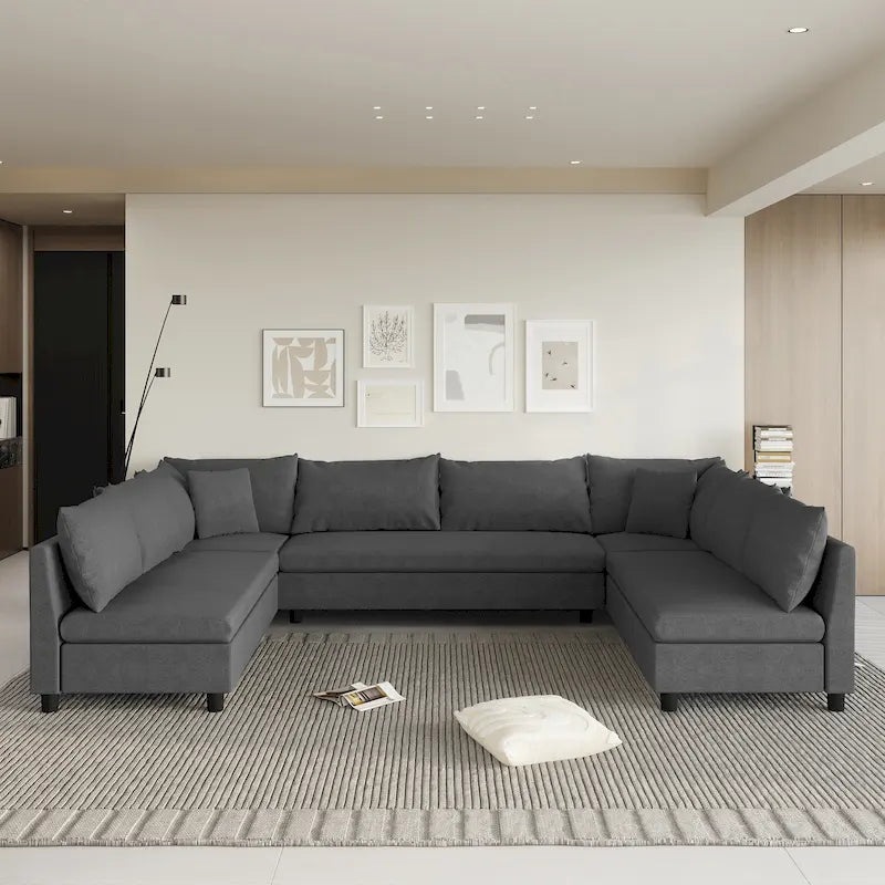 Canapé modulaire sectionnel en forme de U en chenille 116, 8 places